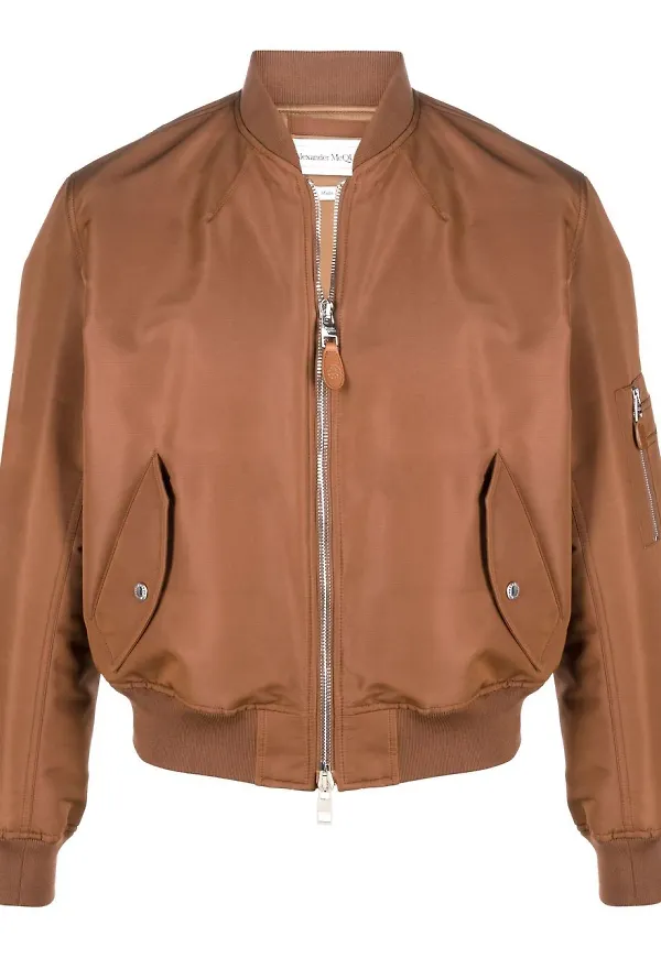 Alexander McQueen bomberjacka med graffititryck - Brun