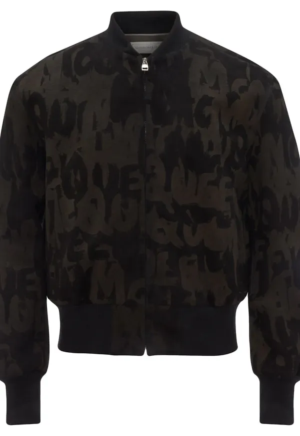Alexander McQueen bomberjacka med logotyp - Svart