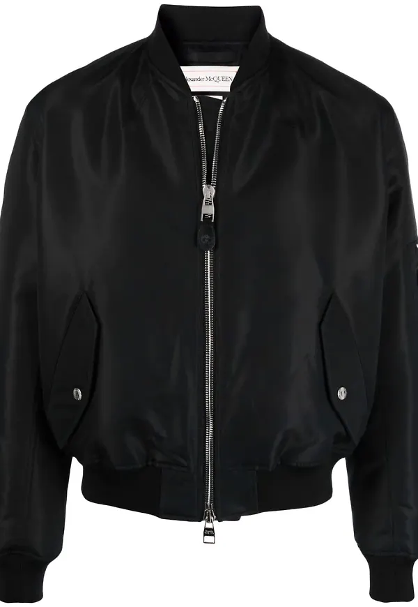 Alexander McQueen bomberjacka med logotyp - Svart