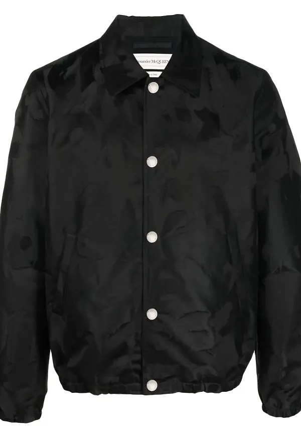 Alexander McQueen bomberjacka med satinkrage - Svart