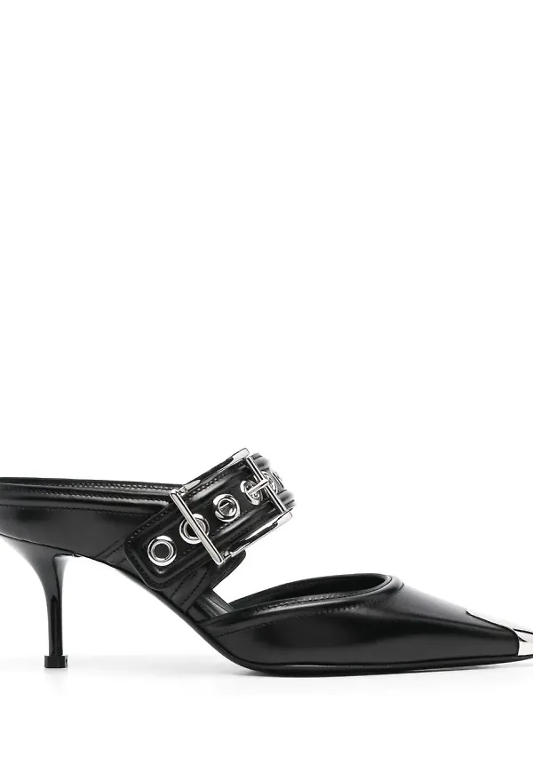 Alexander McQueen calf-leather pointed-tip mules - Svart