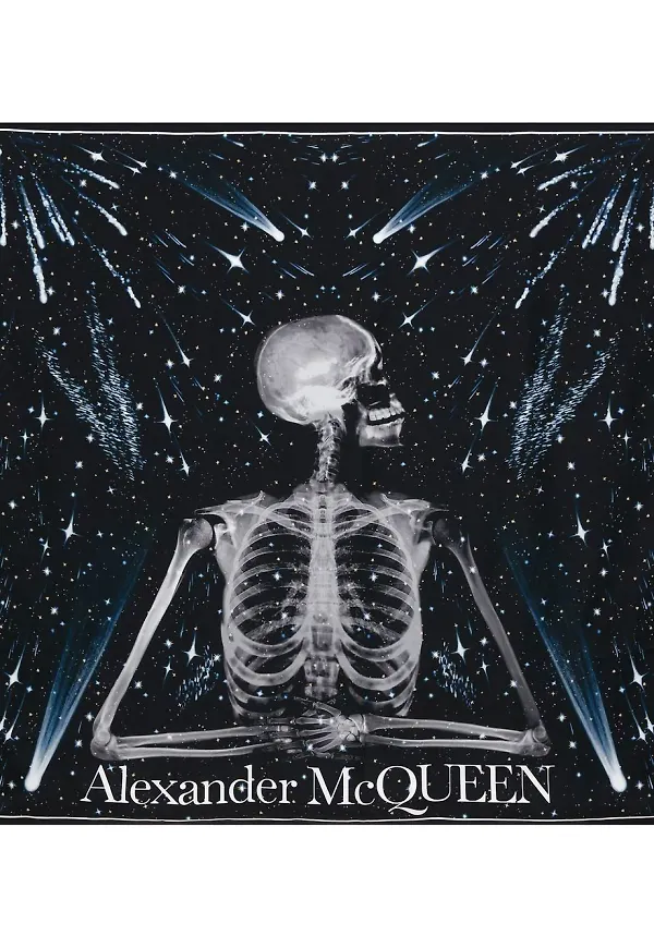 Alexander McQueen Celestial Skeleton sidensjal - Svart