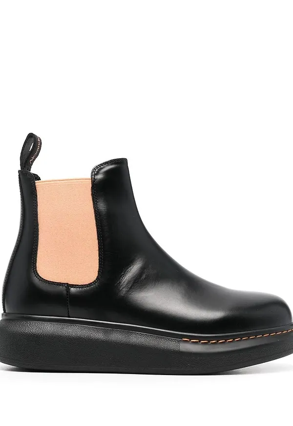 Alexander McQueen Chelsea-boots i läder - Svart