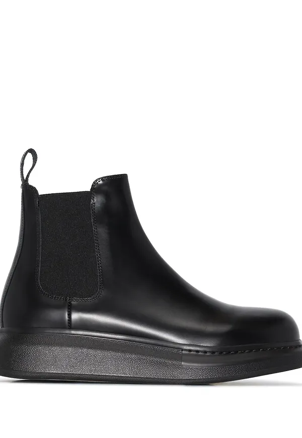 Alexander McQueen Chelsea-boots i läder - Svart