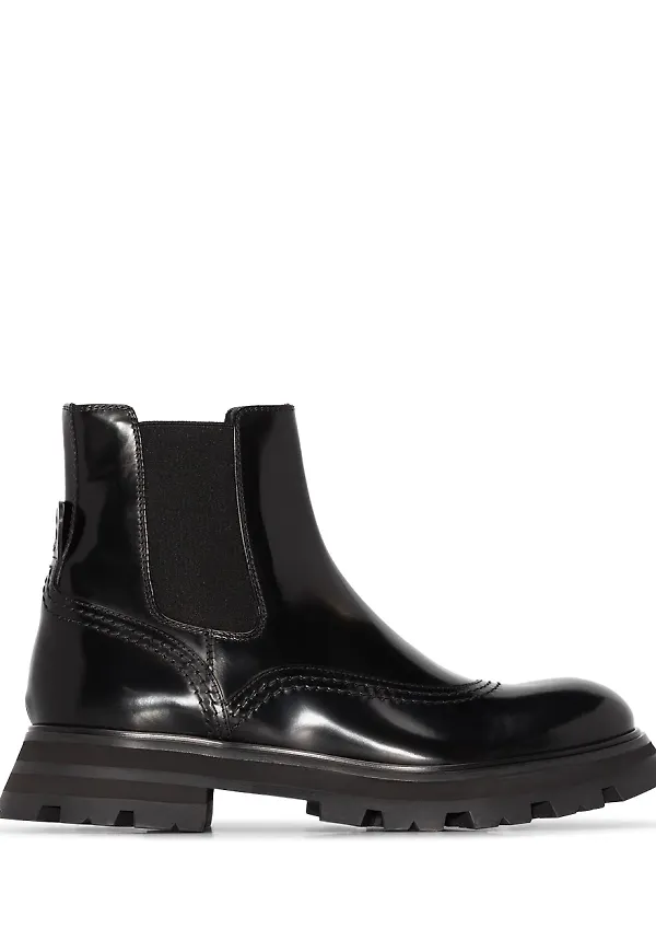Alexander McQueen Chelsea-boots med grov sula - Svart