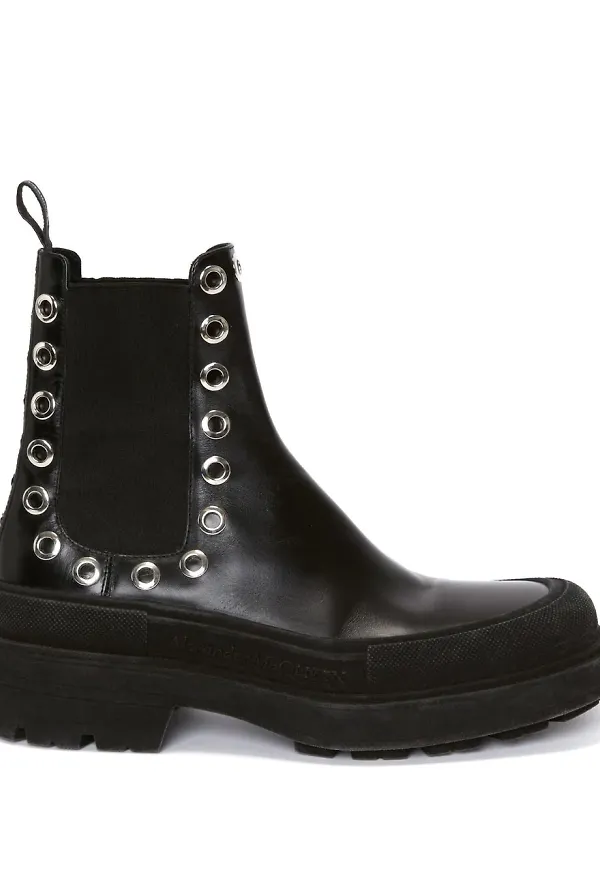 Alexander McQueen Chelsea-boots med öljetter - Svart