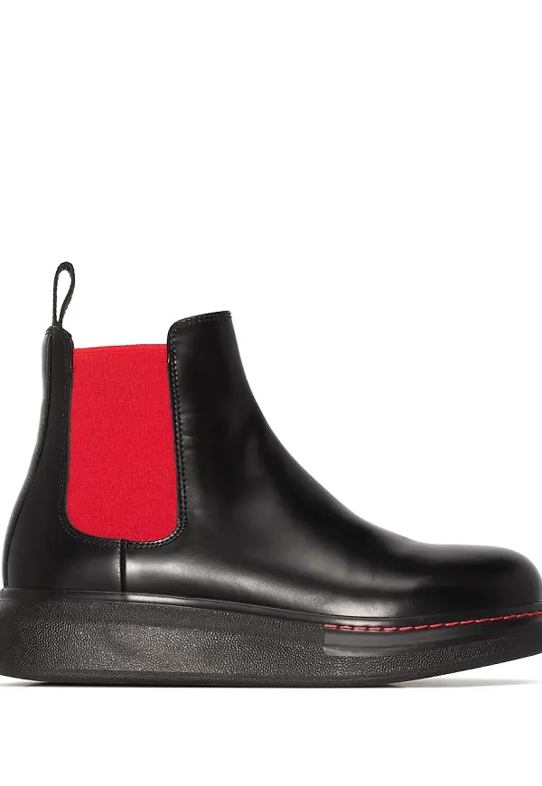 Alexander McQueen Chelsea-stövlar med kontrastpanel - Svart