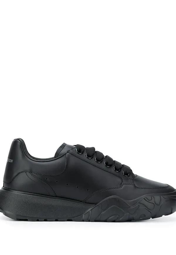 Alexander McQueen Court låga lädersneakers - Svart