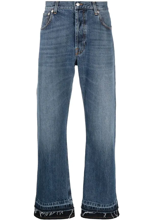 Alexander McQueen croppade straight-jeans - Blå