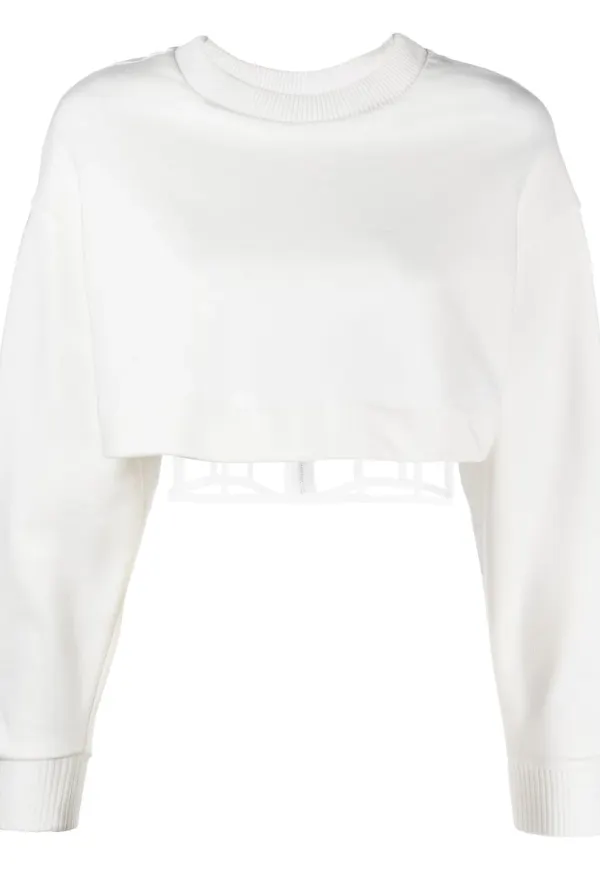 Alexander McQueen cropped open-back sweatshirt - Vit