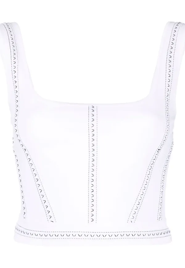 Alexander McQueen croptop med kontrastsöm - Vit