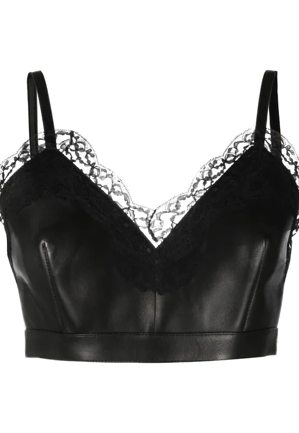 Alexander McQueen croptop med spetskant - Svart