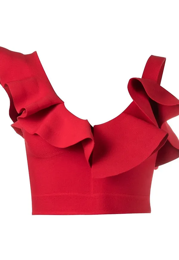 Alexander McQueen croptop med volangdetalj - Röd