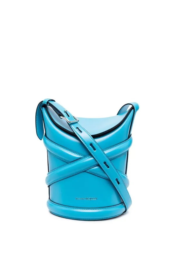Alexander McQueen Curve liten axelremsväska - Blå