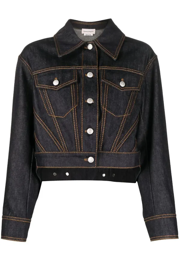Alexander McQueen Denim Jackets Blå, Dam