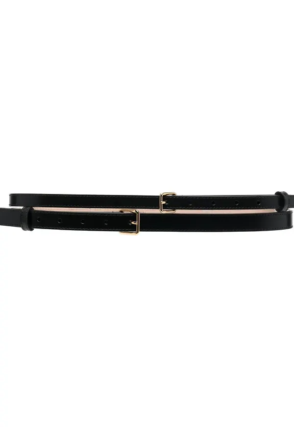 Alexander McQueen Double B läderbälte - Svart