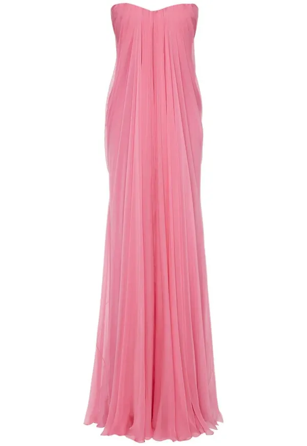 Alexander McQueen draperad chiffongklänning - Rosa