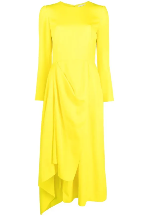 Alexander McQueen draperad midiklänning - Gul