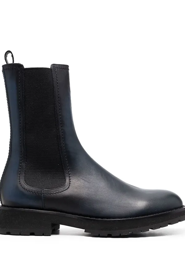 Alexander McQueen elastiska läderstövletter - Blå