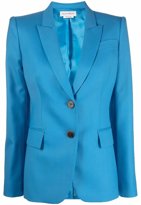 Alexander McQueen enkelknäppt blazer - Blå