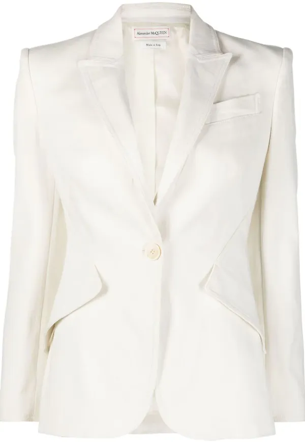 Alexander McQueen enkelknäppt blazer - Vit