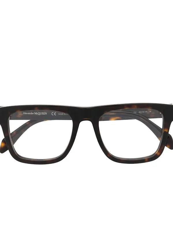 Alexander McQueen Eyewear fyrkantiga glasögon med sköldpaddseffekt - Brun