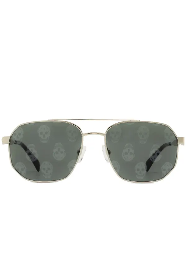 Alexander McQueen Eyewear pilotsolglasögon - Silverfärgad