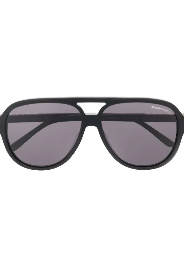 Alexander McQueen Eyewear pilotsolglasögon med dödskalle - Svart