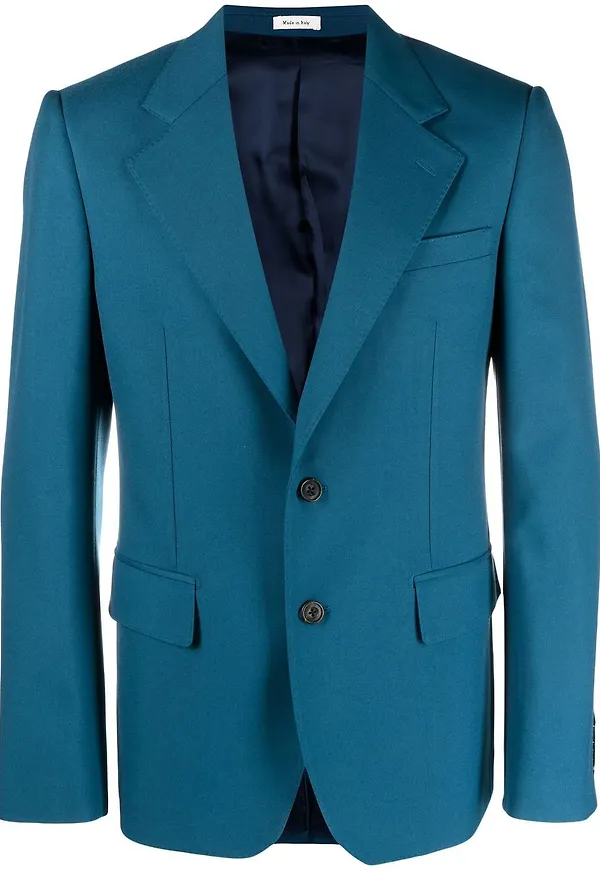Alexander McQueen figursydd enkelknäppt blazer - Blå