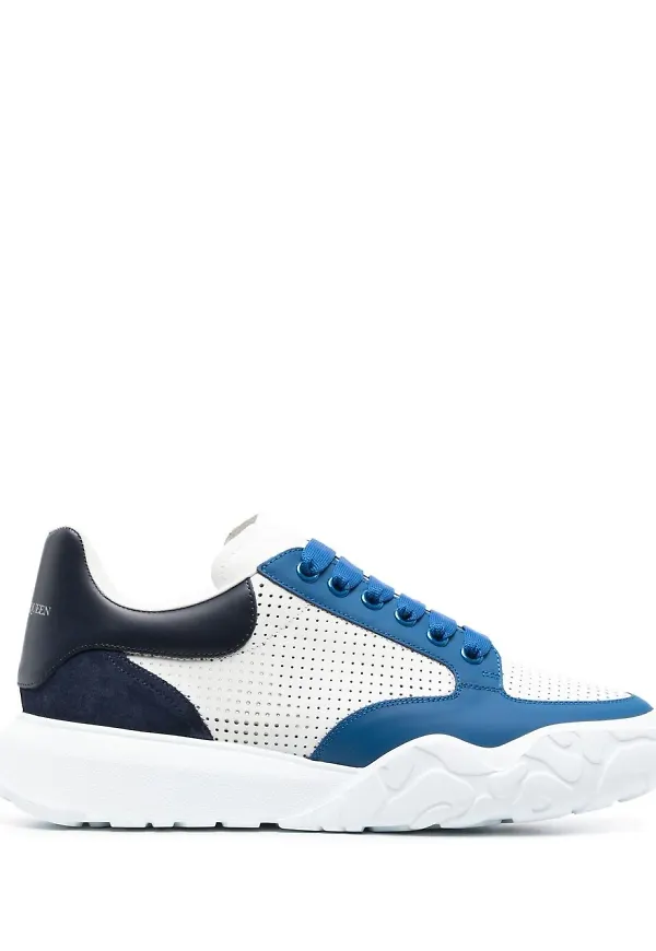 Alexander McQueen flerfärgade låga lädersneakers - Blå