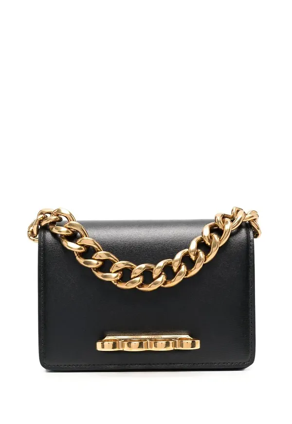 Alexander McQueen Four Ring axelväska - Svart