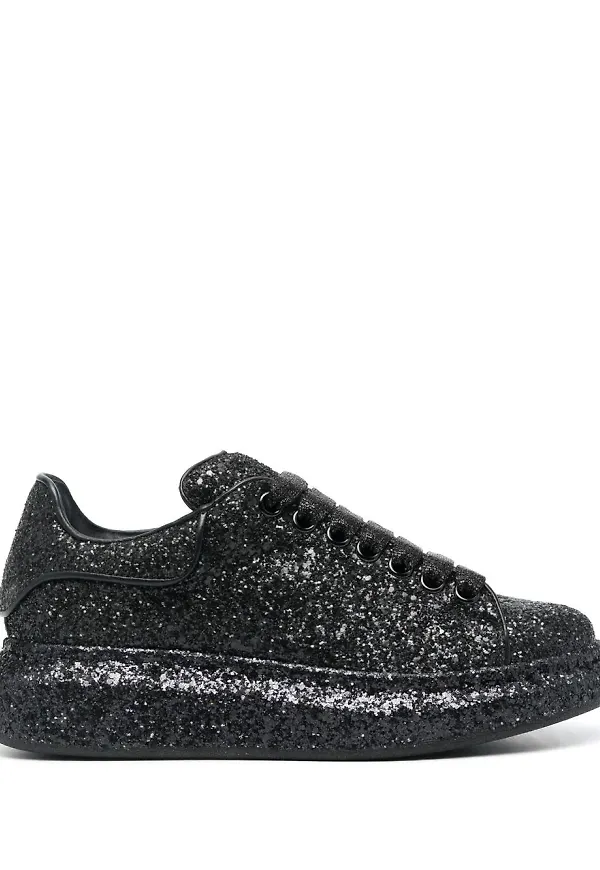 Alexander McQueen glittriga låga sneakers - Svart