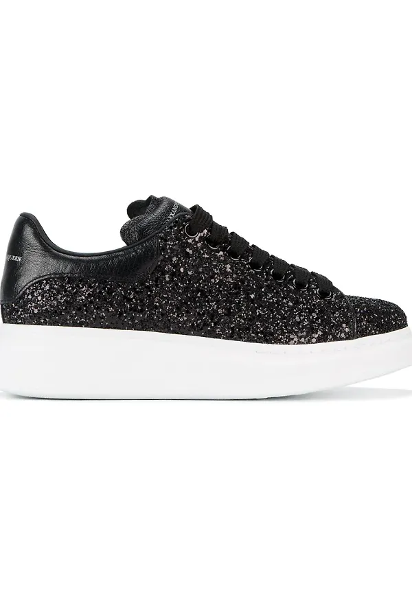 Alexander McQueen glittriga platåsneakers - Svart