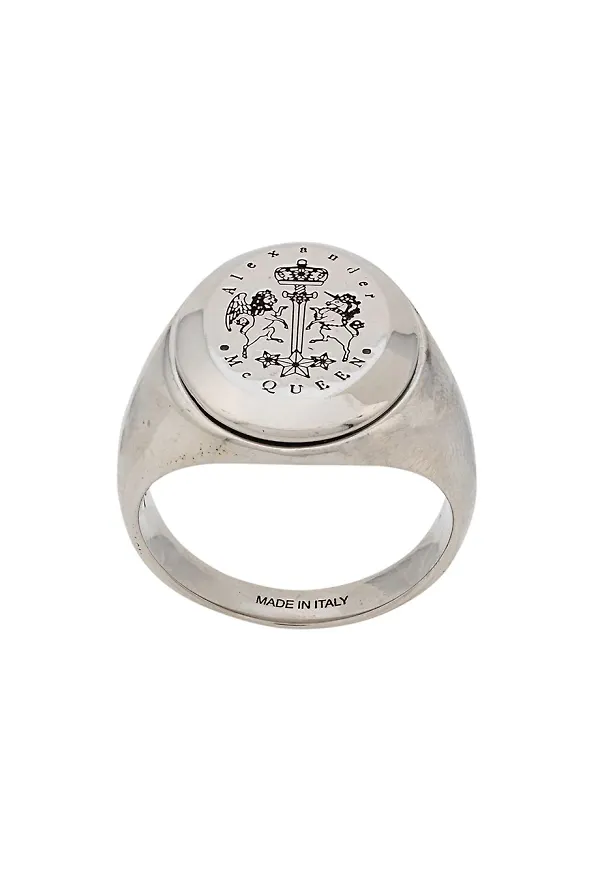 Alexander McQueen graverad klackring - Silverfärgad