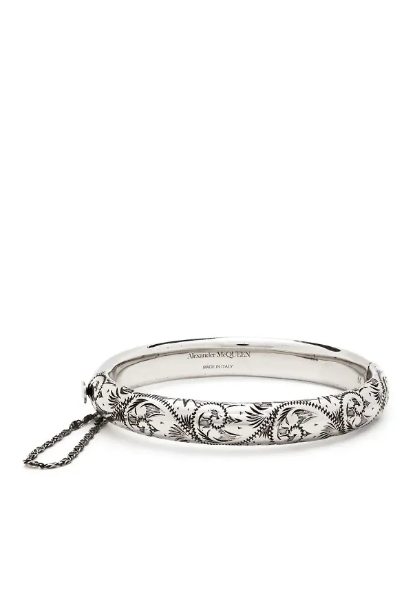 Alexander McQueen graverat armband - Silverfärgad