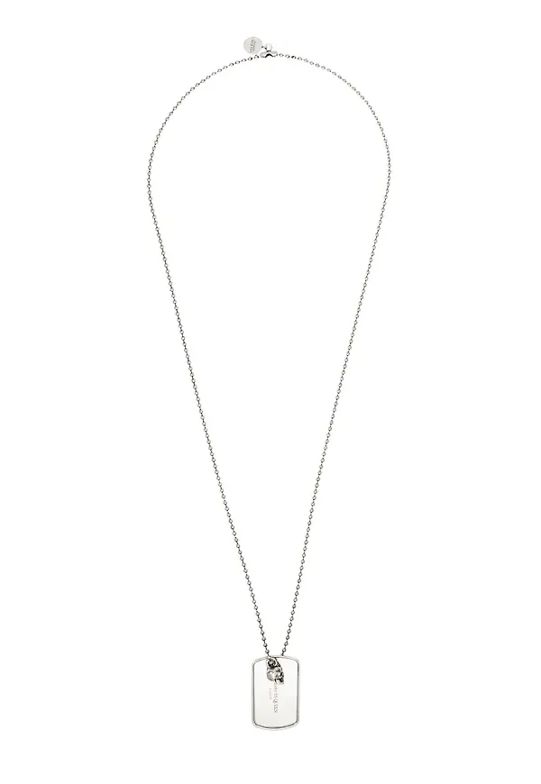 Alexander McQueen halsband med ID-bricka - Silverfärgad