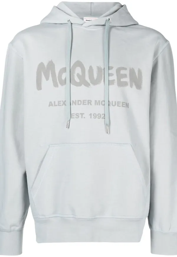 Alexander McQueen hoodie med dragsko - Grå