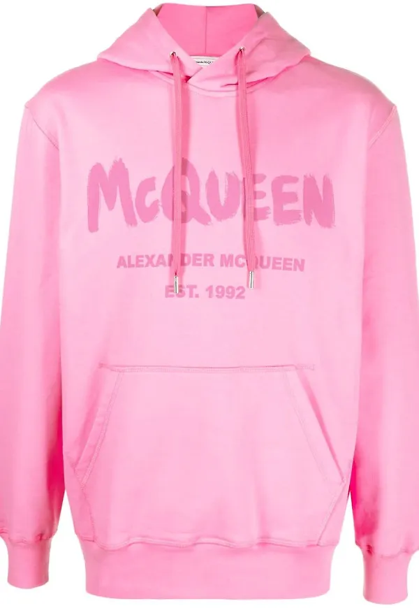 Alexander McQueen hoodie med dragsko - Rosa