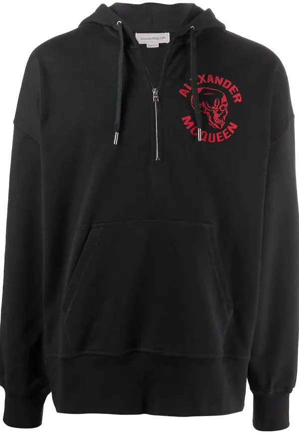 Alexander McQueen hoodie med dödskalle - Svart
