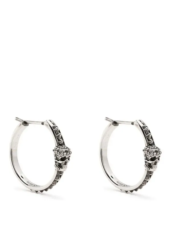 Alexander McQueen hoops med strass - Silverfärgad