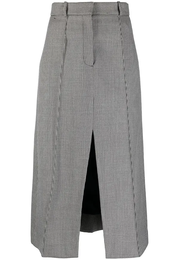Alexander McQueen hundtandsmönstrad A-linjekjol - Vit