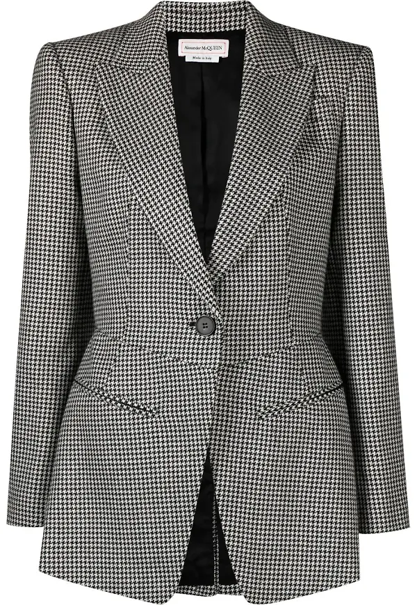 Alexander McQueen hundtandsmönstrad blazer - Svart