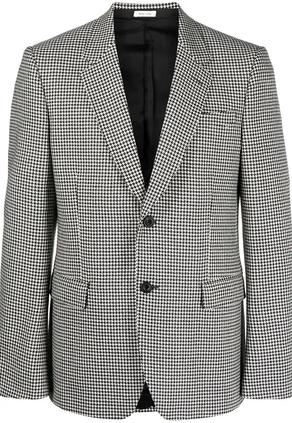 Alexander McQueen hundtandsmönstrad enkelknäppt blazer - Vit