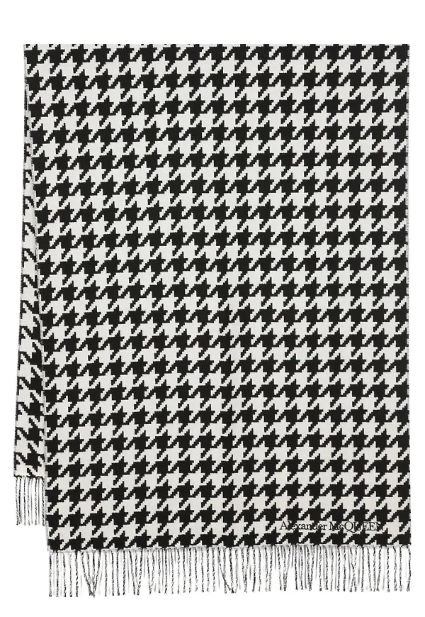 Alexander McQueen hundtandsmönstrad halsduk - Svart