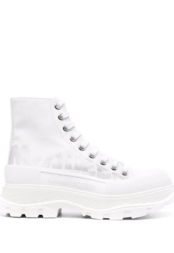Alexander McQueen höga lädersneakers - Vit