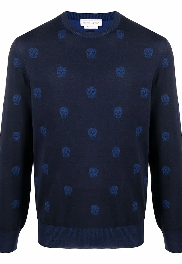Alexander McQueen intarsiastickad tröja - Blå