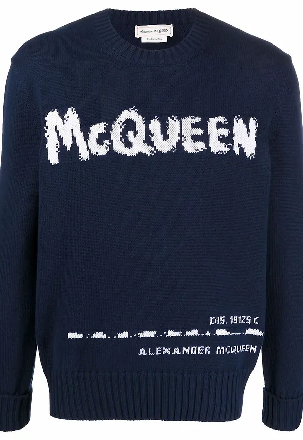 Alexander McQueen intarsiastickad tröja - Blå
