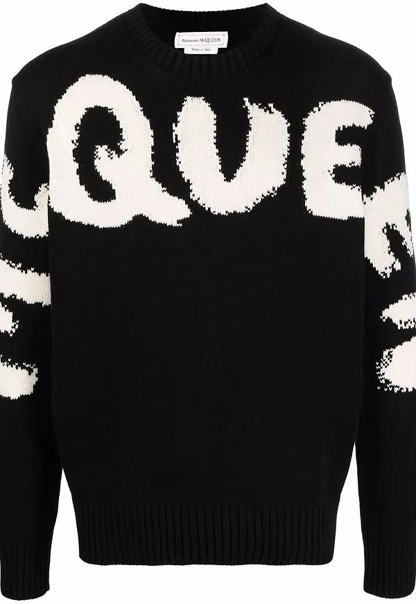 Alexander McQueen intarsiastickad tröja - Svart