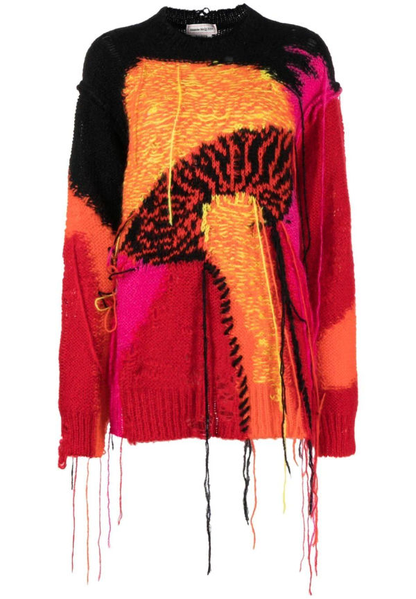 Alexander McQueen intarsiastickad tröja med rundad hals - Orange