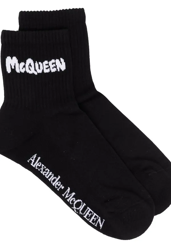 Alexander McQueen intarsiastickade ankelstrumpor - Svart